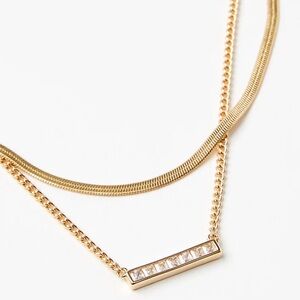 LOFT Sparkle Bar & Snake Chain Necklace Set